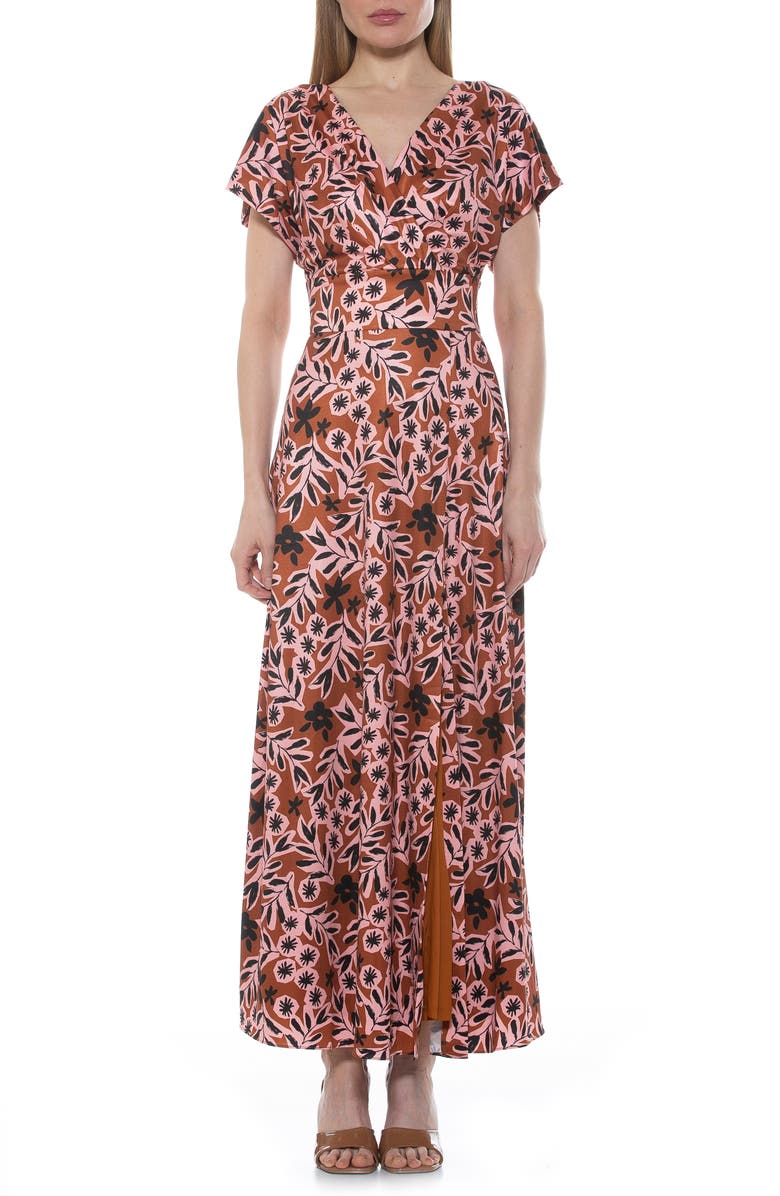 Alexia Admor Brielle Maxi Dress, Main, color, Brown Multi