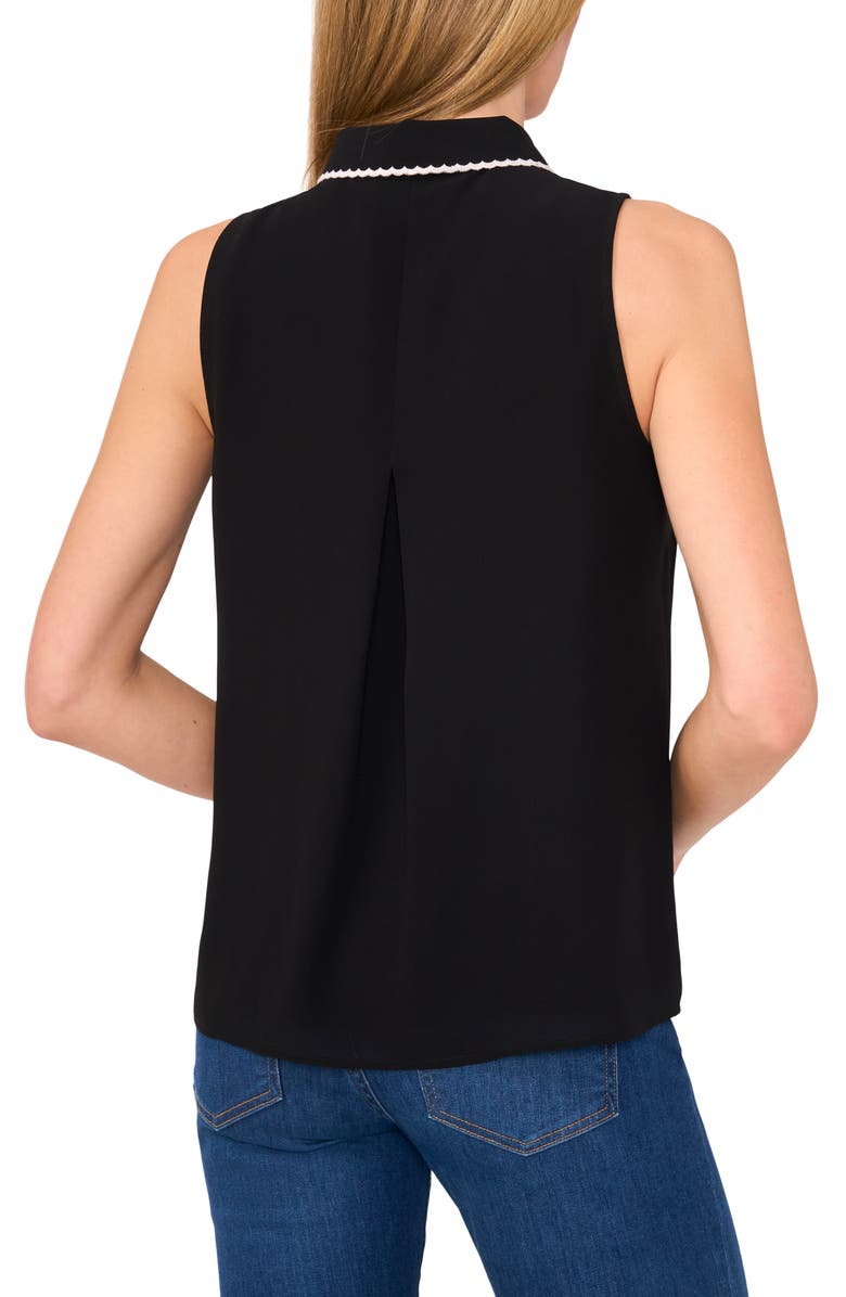 CeCe Scallop Trim Sleeveless Button-Up Shirt, Alternate, color, Rich Black