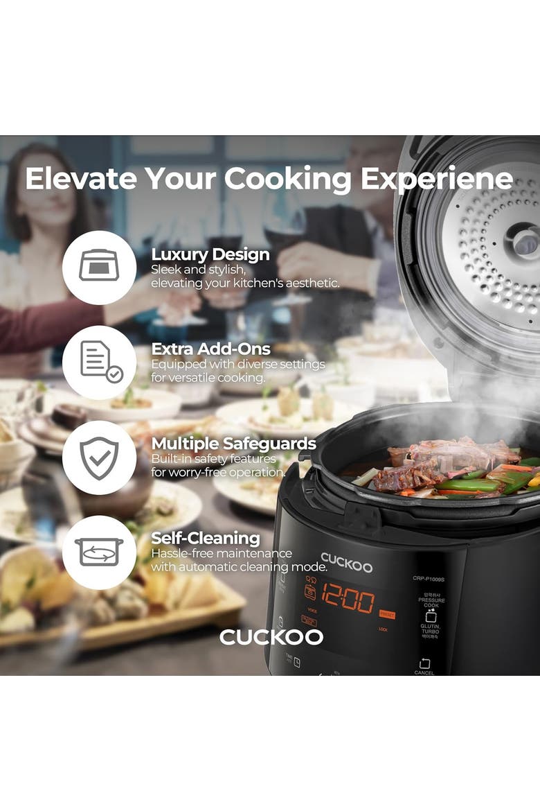 10-Cup (Uncooked) Heating Pressure Rice Cooker  with Nonstick Inner Pot, Auto Clean, Alternate, color, Black