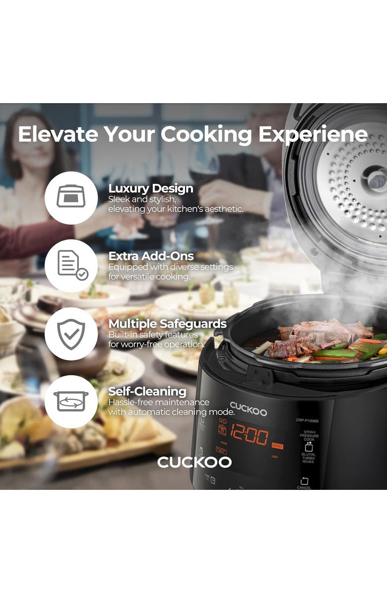 Cuckoo 10-Cup (Uncooked) Heating Pressure Rice Cooker  with Nonstick Inner Pot, Auto Clean, Alternate, color, Black