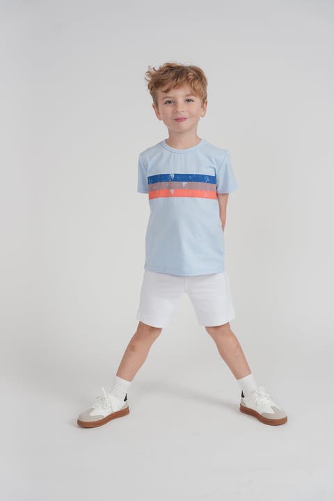 Boys Multicolor Stripe Short Sleeve T-Shirt