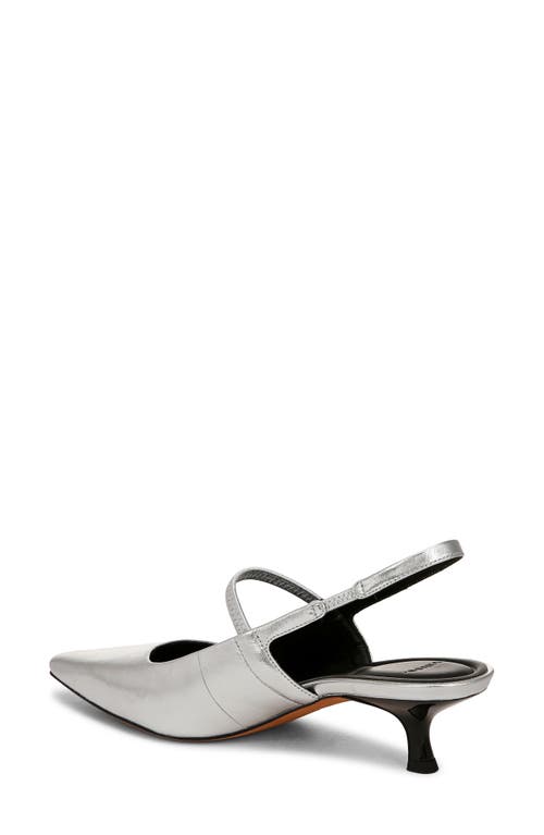 Vince Bianca Metallic Kitten Slingback Pumps In Silver