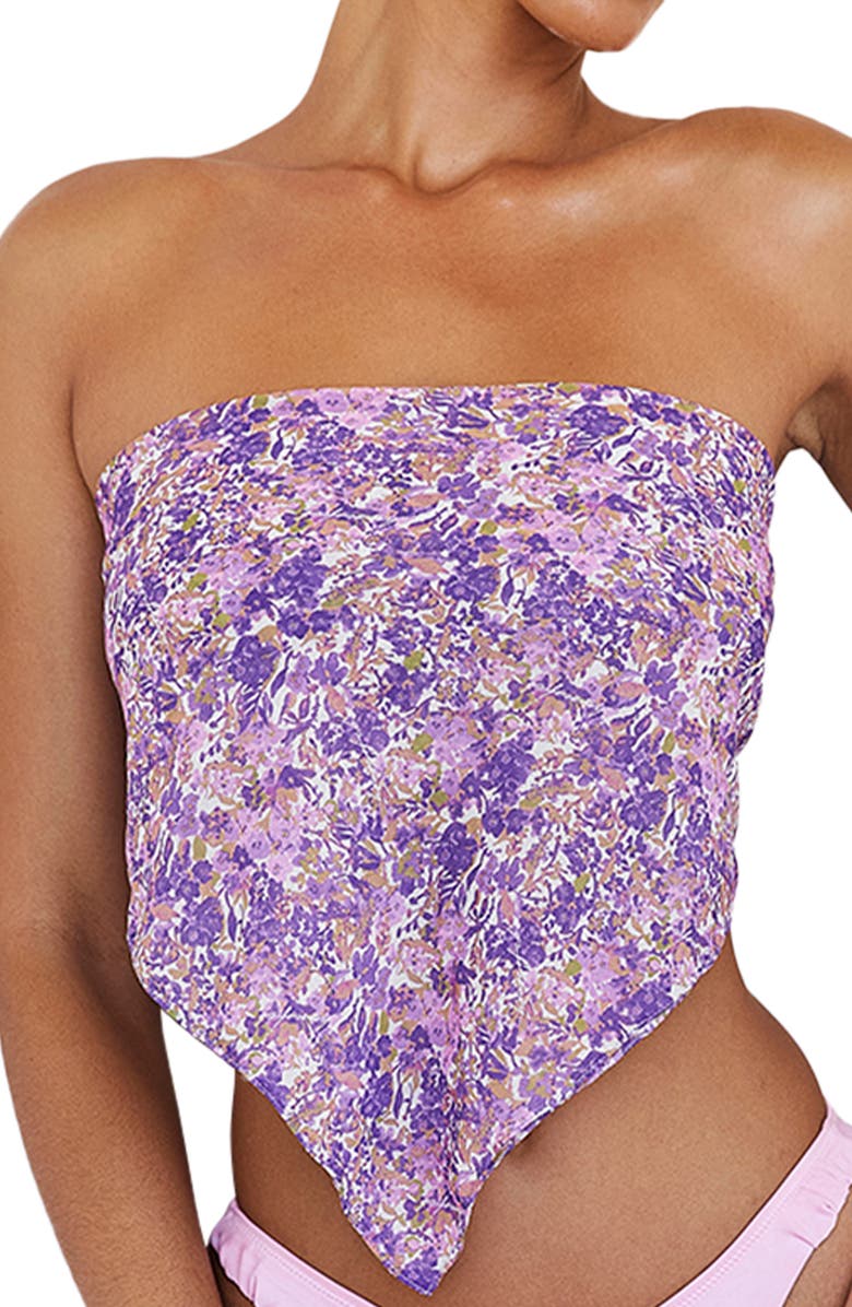 HOUSE OF CB Floral Scarf, Alternate, color, Violet Floral