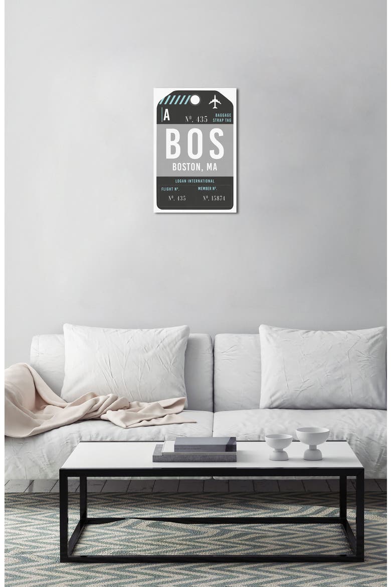 Boston Luggage Tag Wall Art, Alternate, color, BLACK