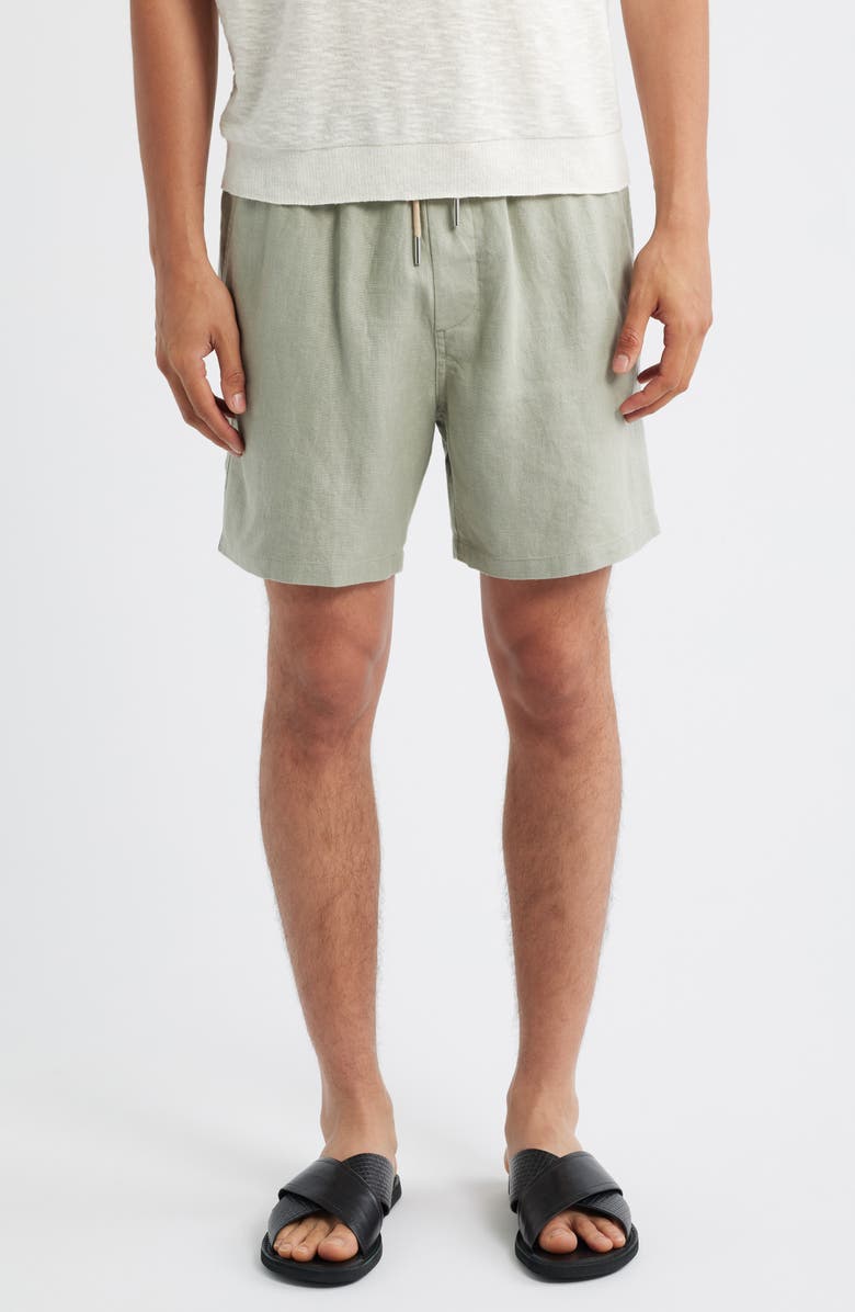 NN07 1454 Gregor Linen Drawstring Shorts, Main, color, Sage Green