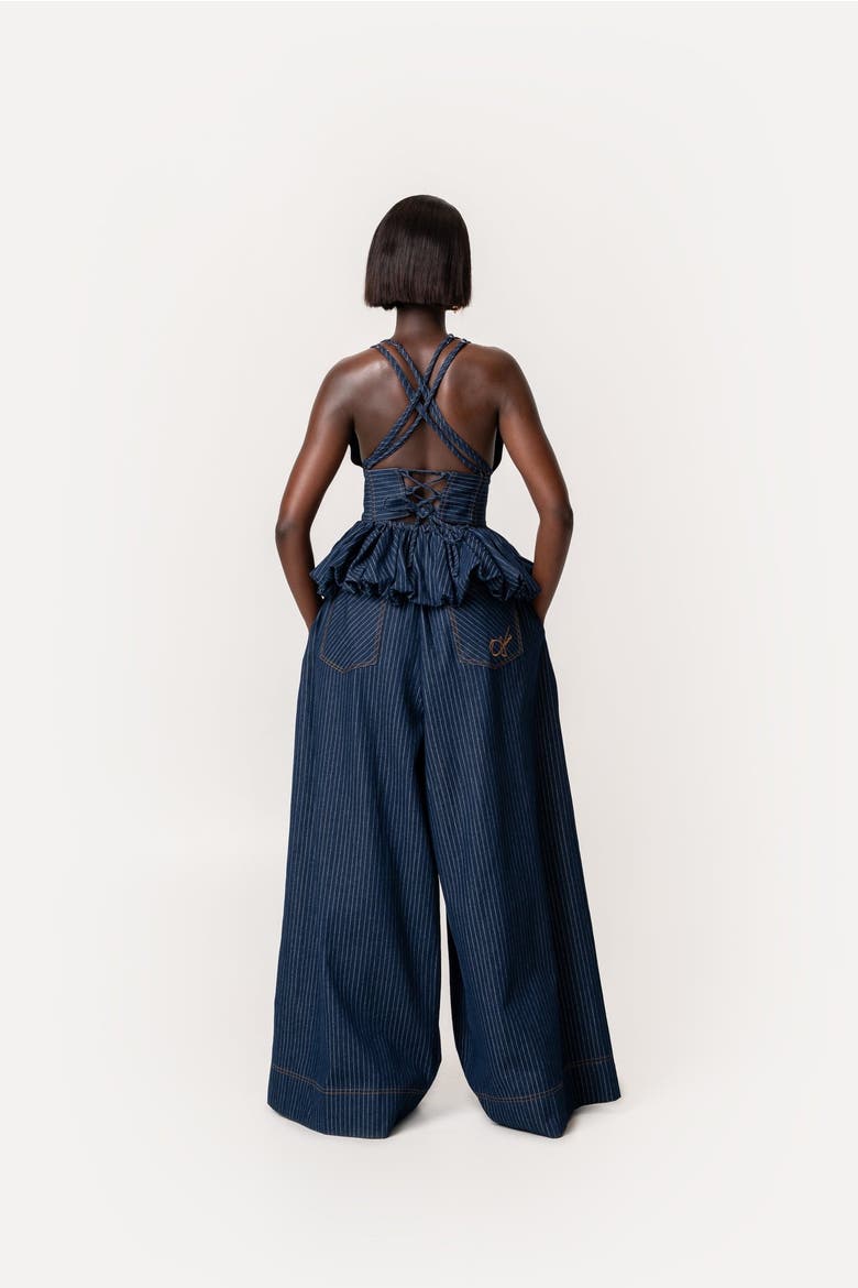 Adele Peplum Top, Alternate, color, Denim