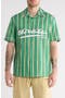 Stripe Holiday Cotton & Linen Blend Camp Shirt