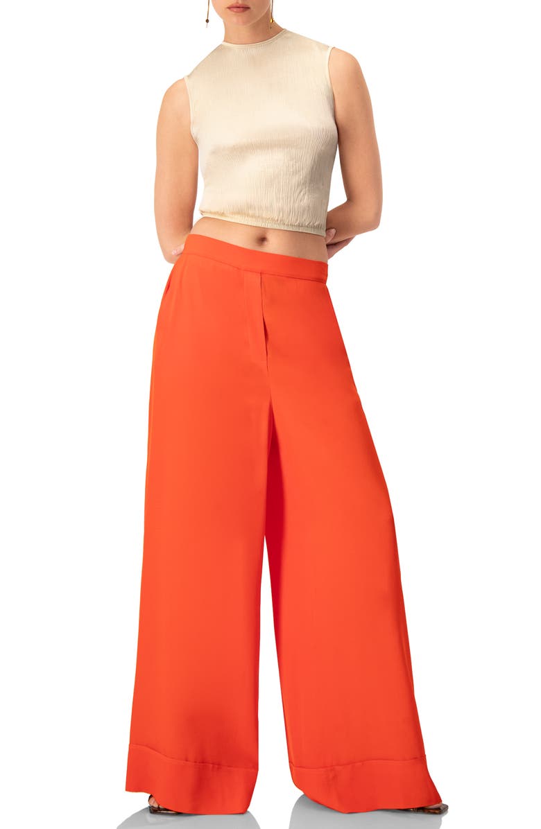 IVONNE Light Weight Wide-Leg Straight Pants, Alternate, color, Orange