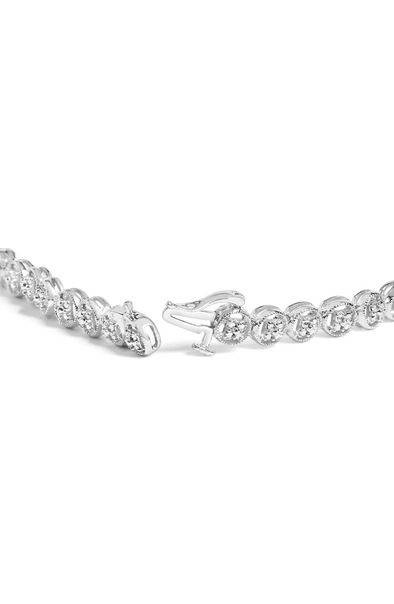 Haus of Brilliance Silver 1/10 Cttw Diamond Open Circle Beaded Wheel Link Tennis Bracelet, Alternate, color, White