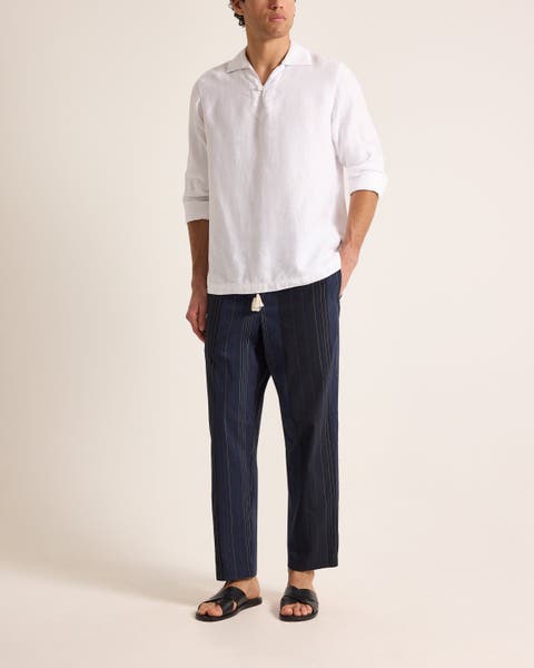 Vincent Linen Relaxed Fit Linen Long Sleeve Overhead Shirt