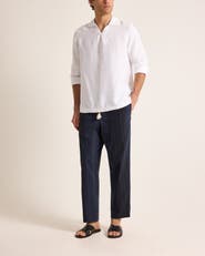 Orlebar Brown Vincent Linen Relaxed Fit Linen Long Sleeve Overhead Shirt