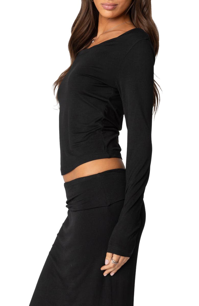 EDIKTED Johanna Long Sleeve Top, Alternate, color, Black