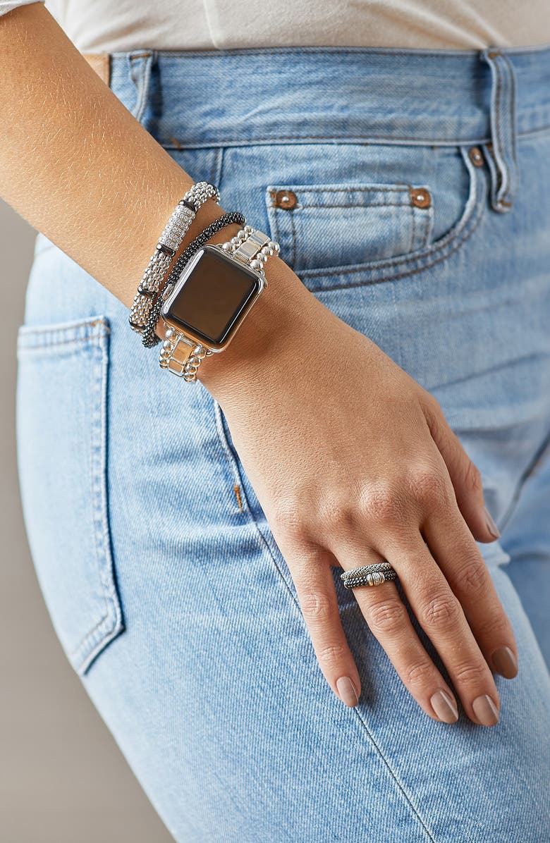 LAGOS Black & White Ceramic Caviar Bracelet, Alternate, color, Black/ Gold