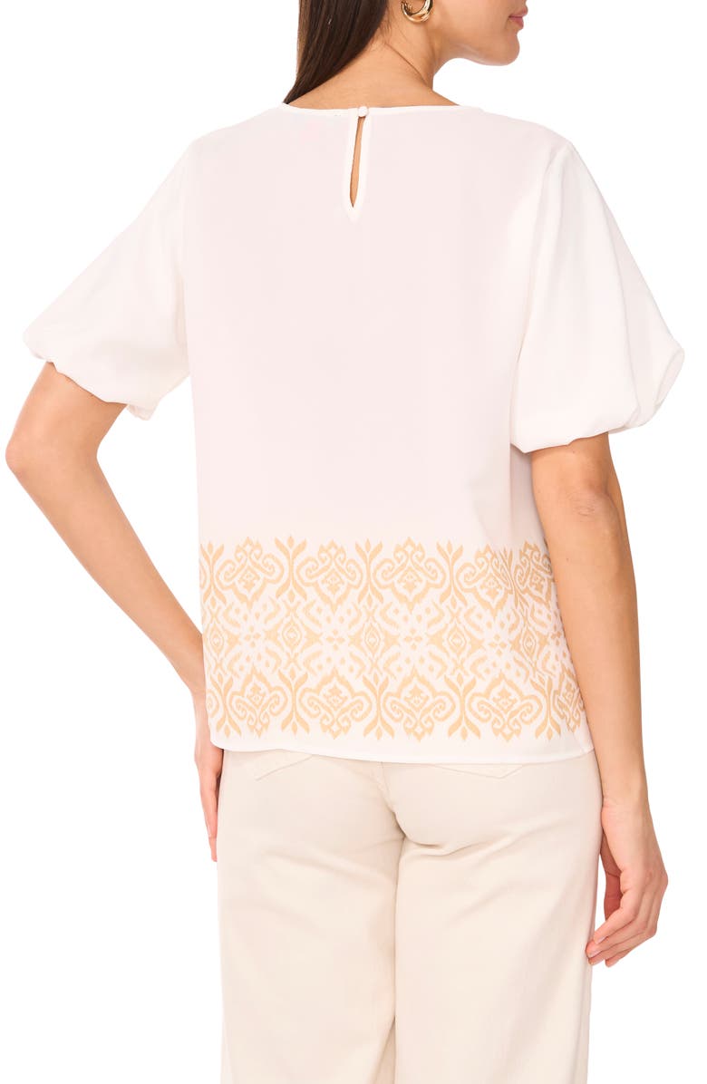 Vince Camuto Embroidered Puff Sleeve Top, Alternate, color, Natural Sand