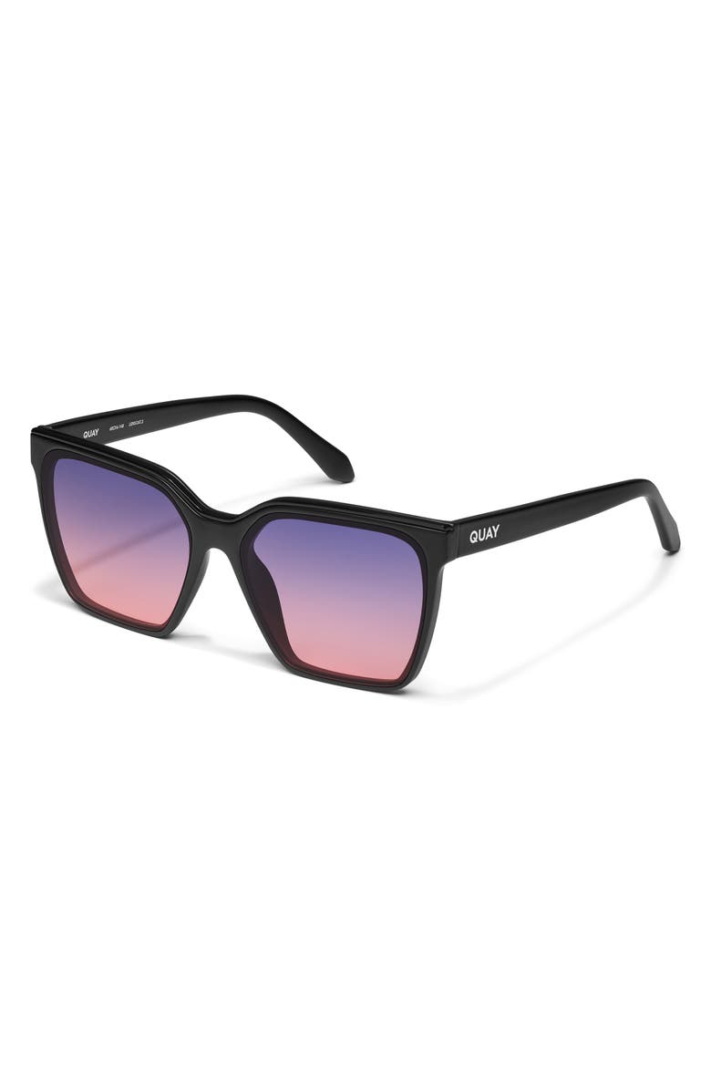 QUAY Level Up 60mm Square Sunglasses, Alternate, color, Matte Black/ Dusk Pink