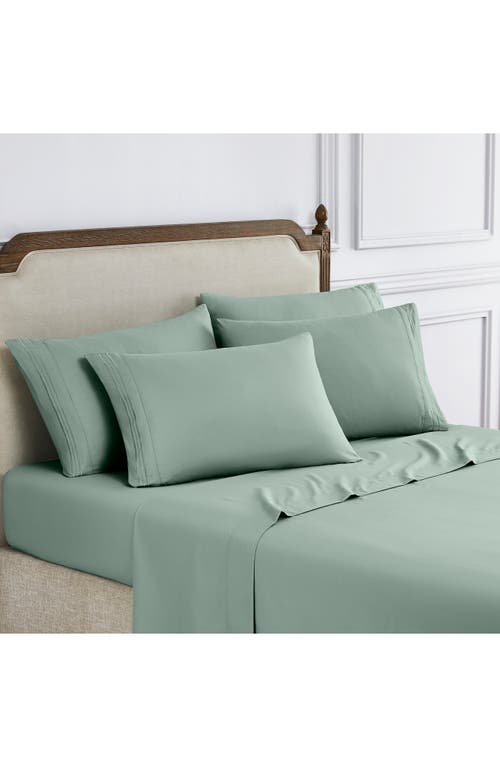 Modern Threads Solid Microfiber Deep Pocket 6-piece Sheet Set In Aloe