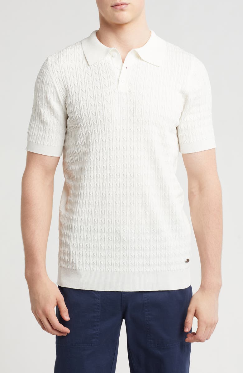T.R. PREMIUM Textured Sweater Knit Polo, Main, color, Cream
