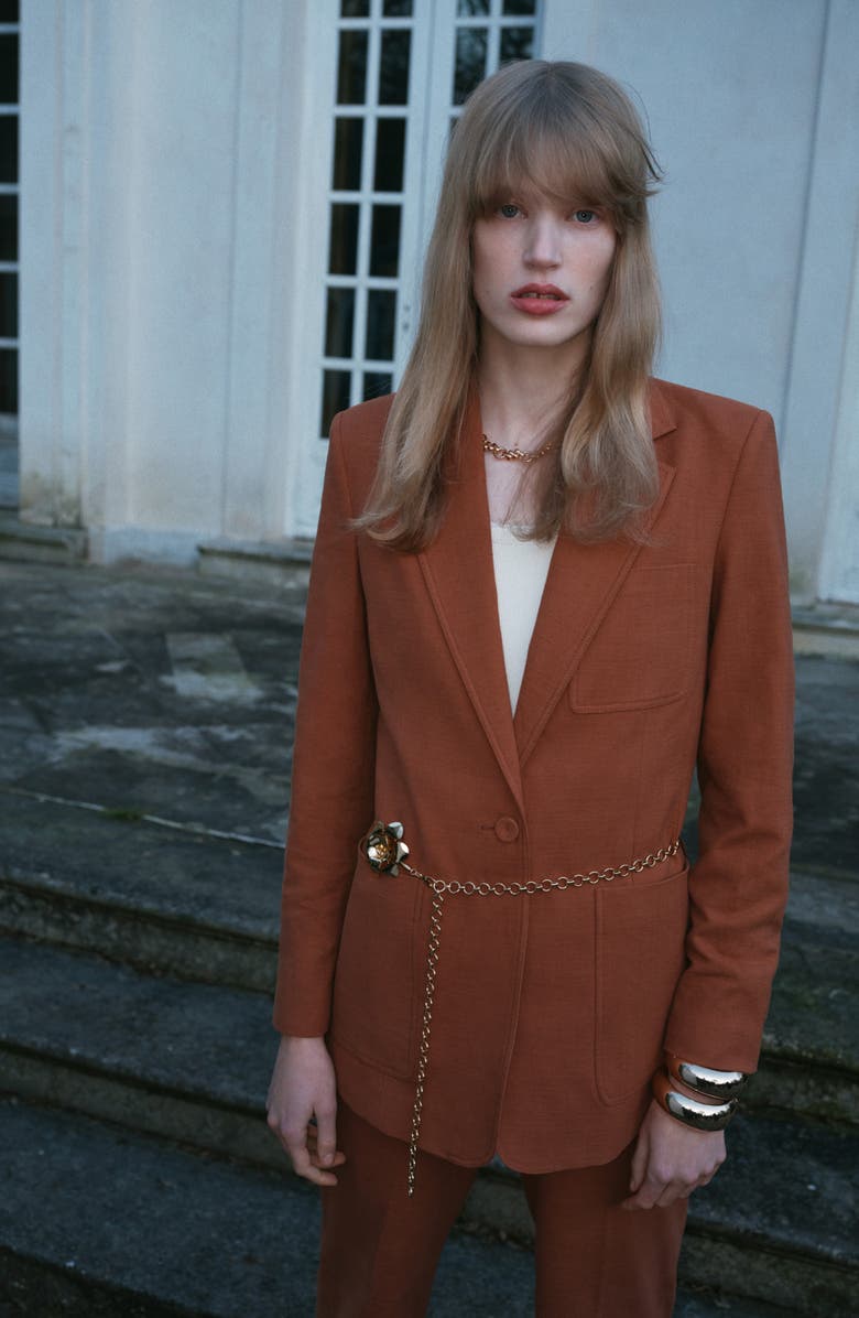 MANGO Flower Metal Belt, Alternate, color, 