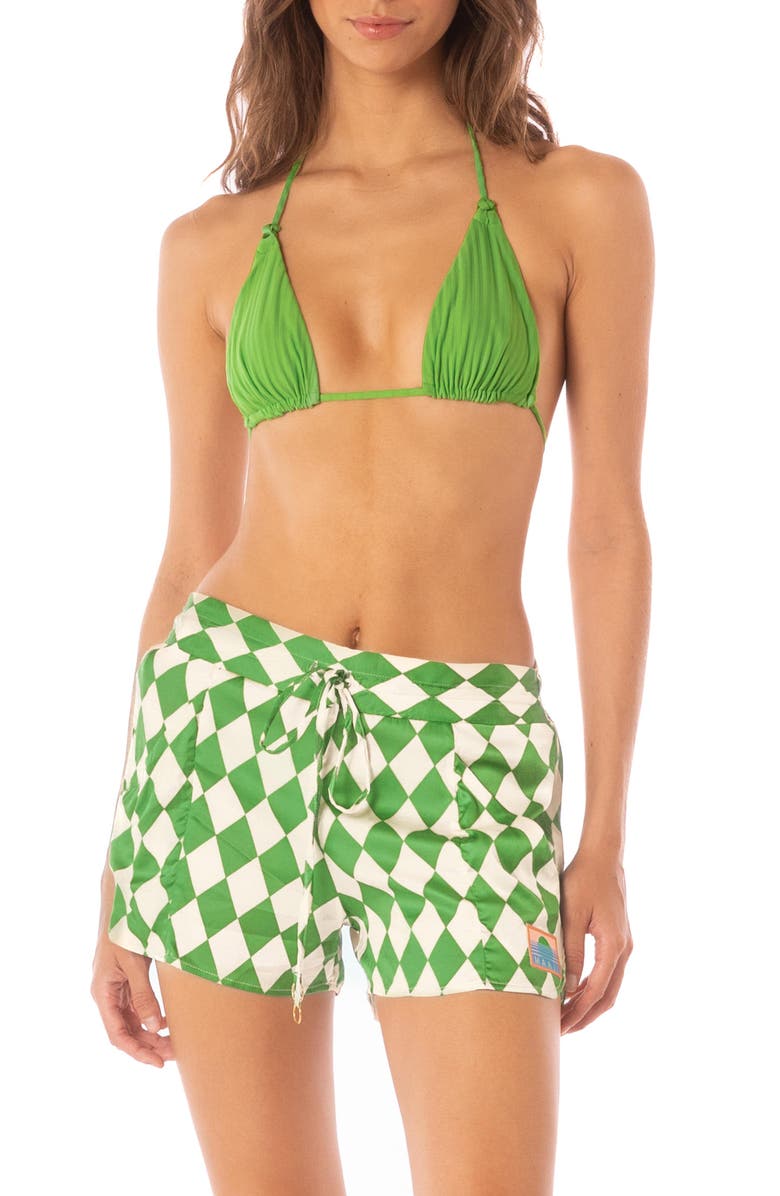 Maaji Blissful Cover-Up Shorts, Alternate, color, Bright Green