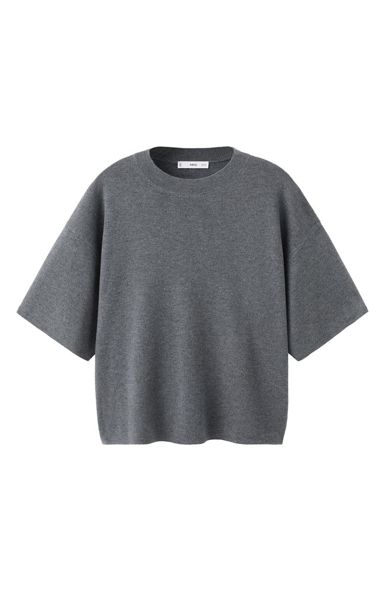 MANGO Oversize Short Sleeve Sweater, Alternate, color, Charcoal