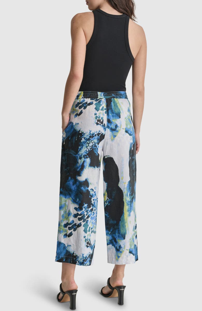 DKNY Floral Print Straight Leg Linen Ankle Pants, Alternate, color,