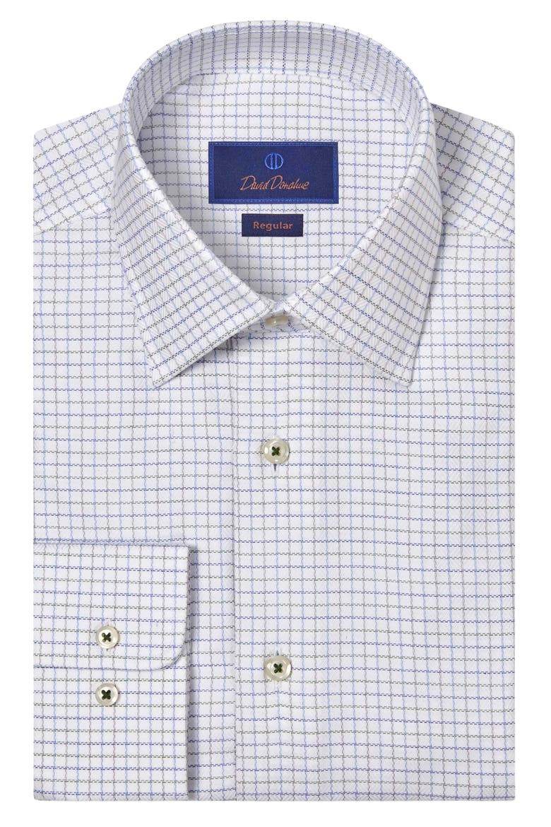 Regular Fit Check Dobby Twill Dress Shirt, Main, color, WHITE/ GREEN