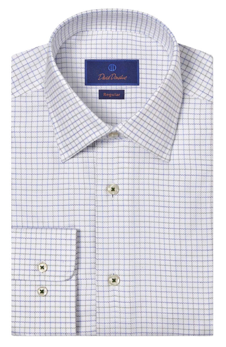 David Donahue Regular Fit Check Dobby Twill Dress Shirt, Main, color, 