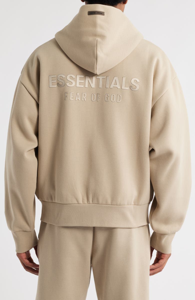 Fear of God Essentials Classic Fit Fleece Zip-Up Hoodie, Alternate, color, Timber