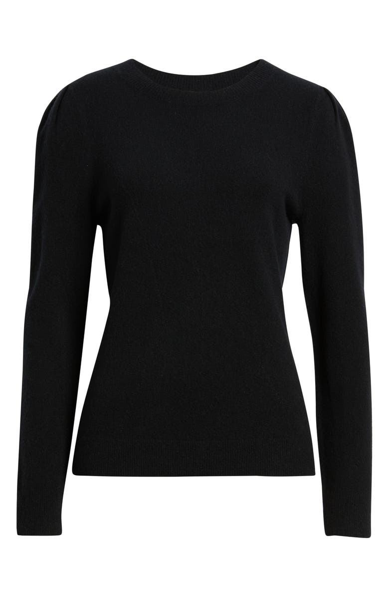 Caslon<sup>®</sup> Pointelle Detail Crewneck Sweater, Alternate, color, Black