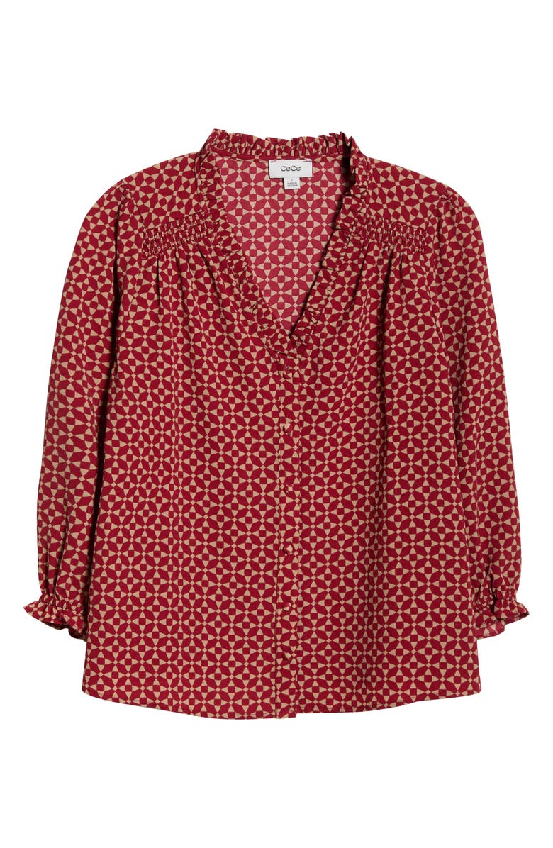 CeCe Print Front Button Top, Alternate, color, 