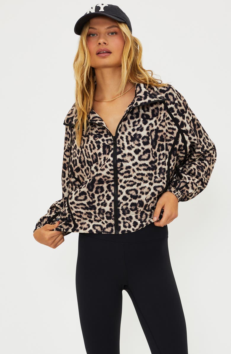 Beach Riot Casen Leopard Print Zip Jacket, Alternate, color, Mystic Leopard