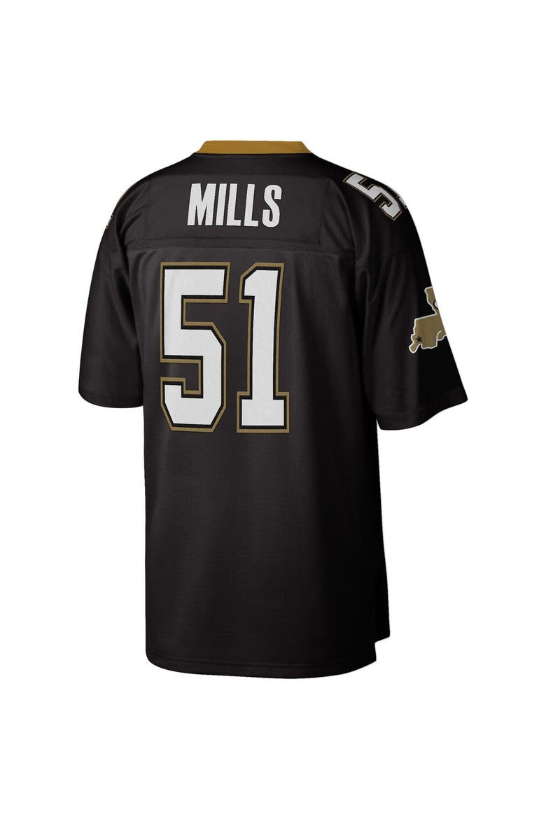 Men's Mitchell & Ness Sam Mills Black New Orleans Saints Legacy Replica Jersey, Alternate, color, Black