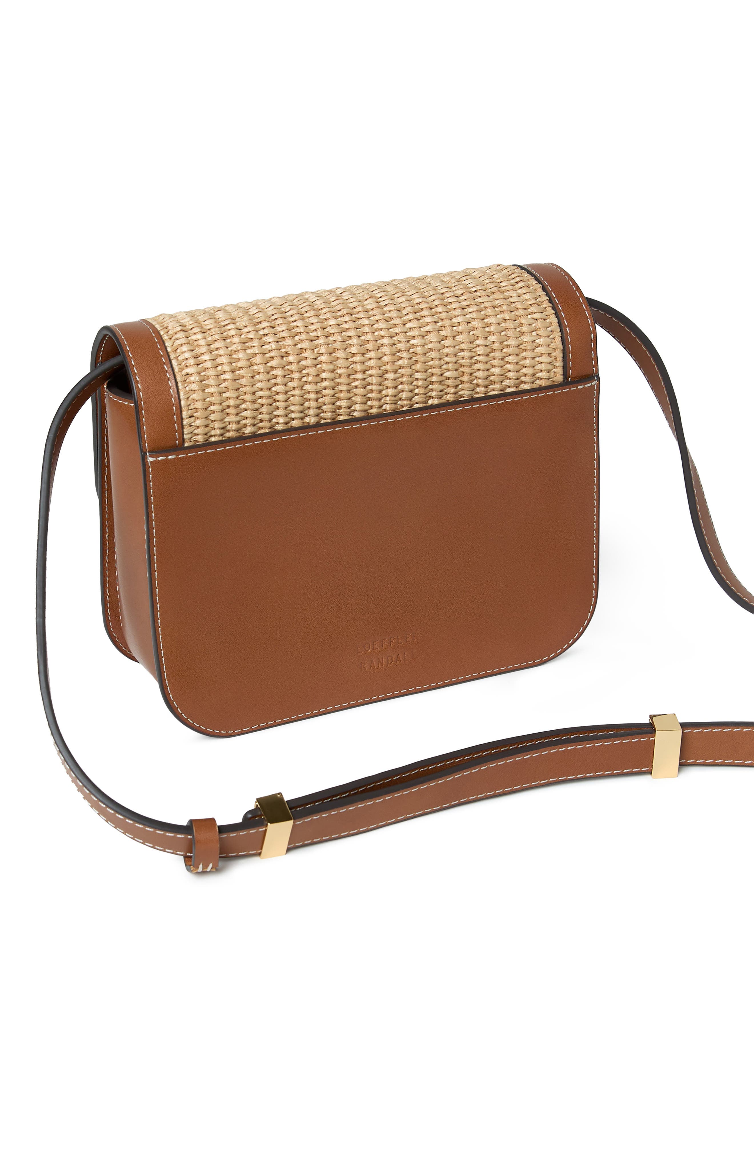 Loeffler Randall Desi Woven Raffia & Leather Shoulder Bag, Alternate, color, Natural/ Cacao
