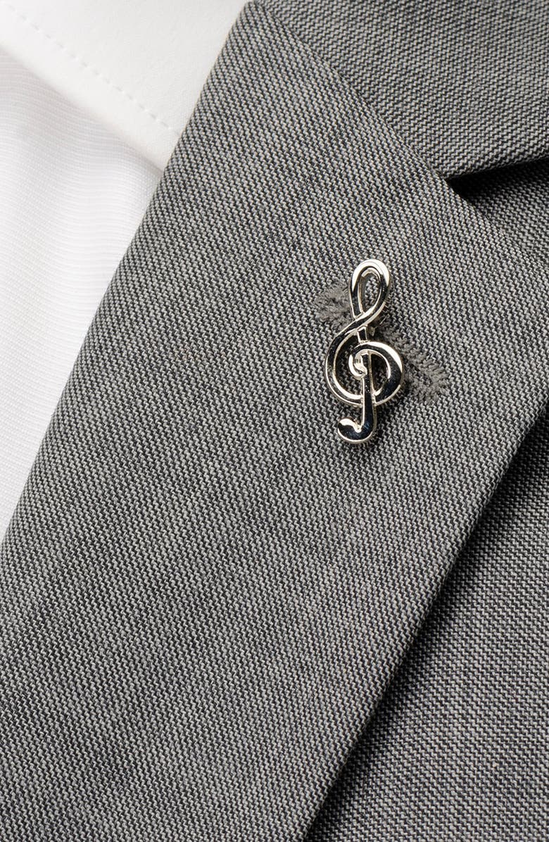 Cufflinks, Inc. Music Symbol Lapel Pin, Alternate, color, Silver