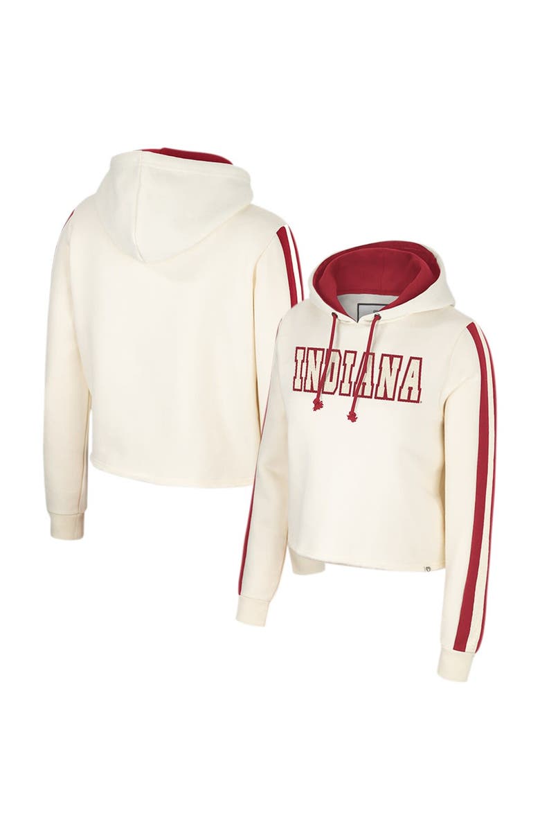 COLOSSEUM Women's Colosseum Cream Indiana Hoosiers Perfect Date Cropped Pullover Hoodie, Alternate, color,