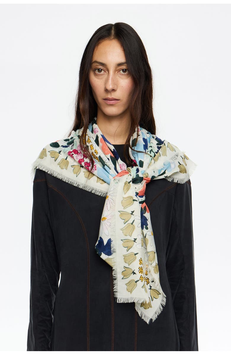 Bimba y Lola Flower Garden Shawl, Alternate, color, Ivory