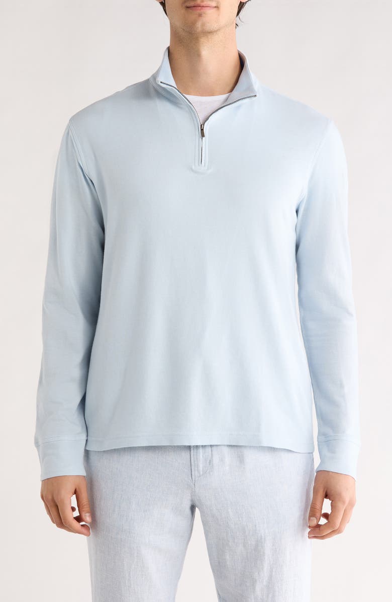 14th & Union Quarter Zip Pullover Sweater, Main, color, Blue Skyway Heather