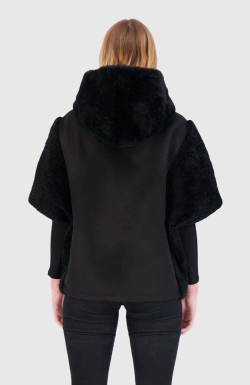 Gorski Sheared Cashmere Goat Fur-paneled Hooded Short-sleeve Cashmere Jacket In Black