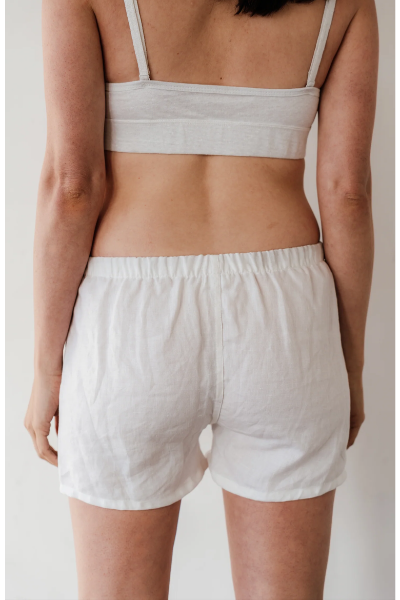 Women's 100% Organic Linen Boxer Shorts, Alternate, color, White