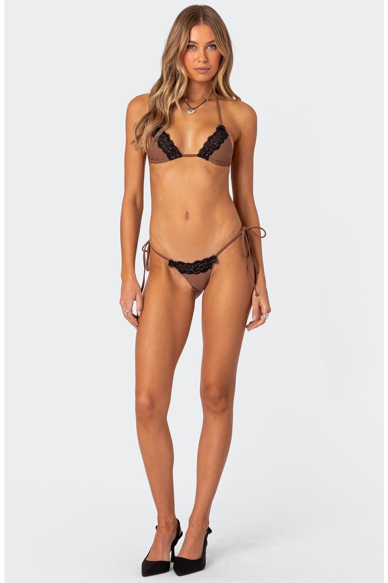 Cassey Lacey Side Tie Bikini Bottoms, Alternate, color, BROWN