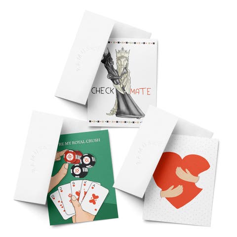 Love/Valentine
s Assorted Greeting Card Pack (3ct) "Check Mate, Royal Crush, Heart Card"