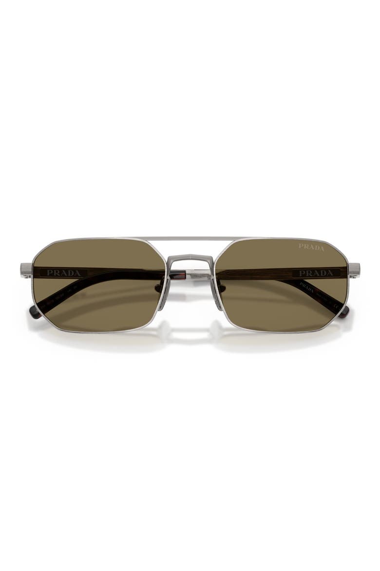 55mm Irregular Sunglasses, Alternate, color, SATIN GUNMETAL / LIGHT BROWN