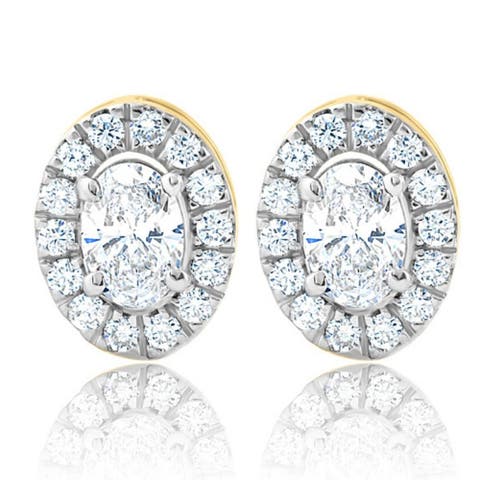 3/4Ct Oval Diamond Halo Earrings in or Gold Lab Grown