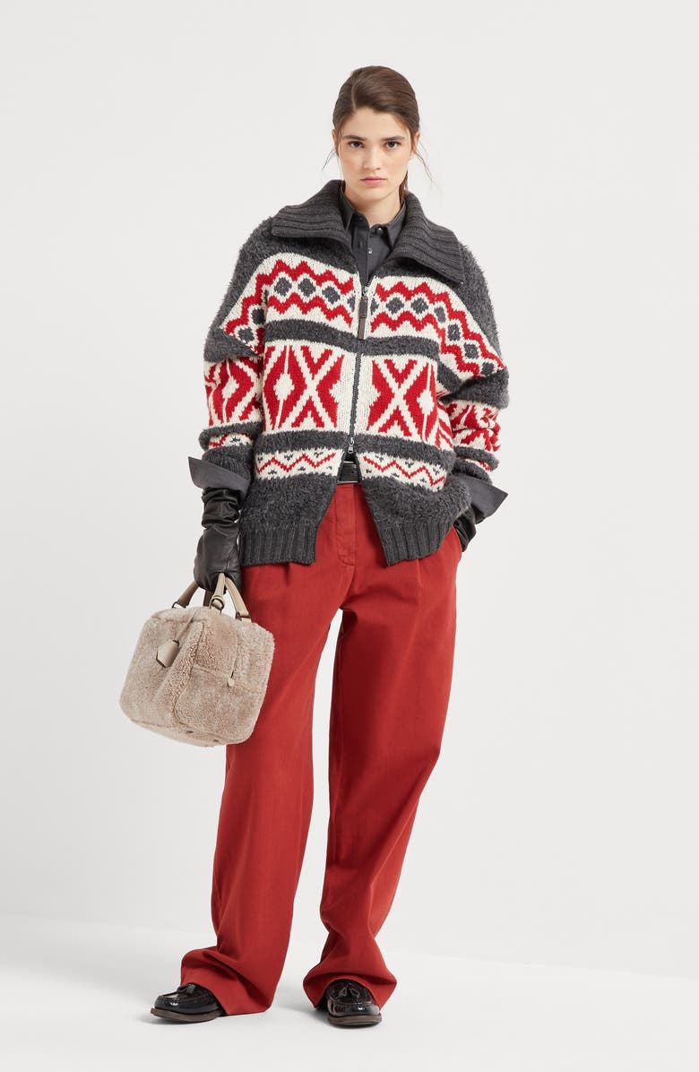 Brunello Cucinelli Retro Jacquard cardigan, Alternate, color, 