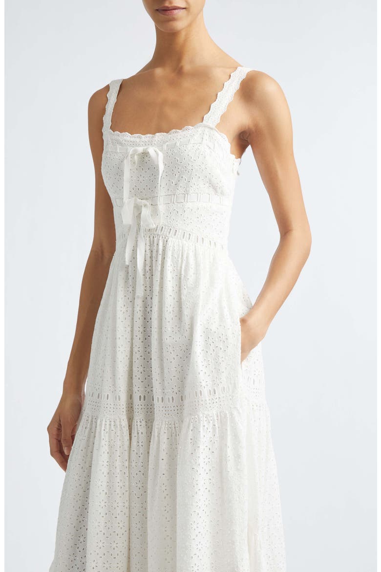 Constance Eyelet Sleeveless Cotton Maxi Dress, Alternate, color, PRISTINE