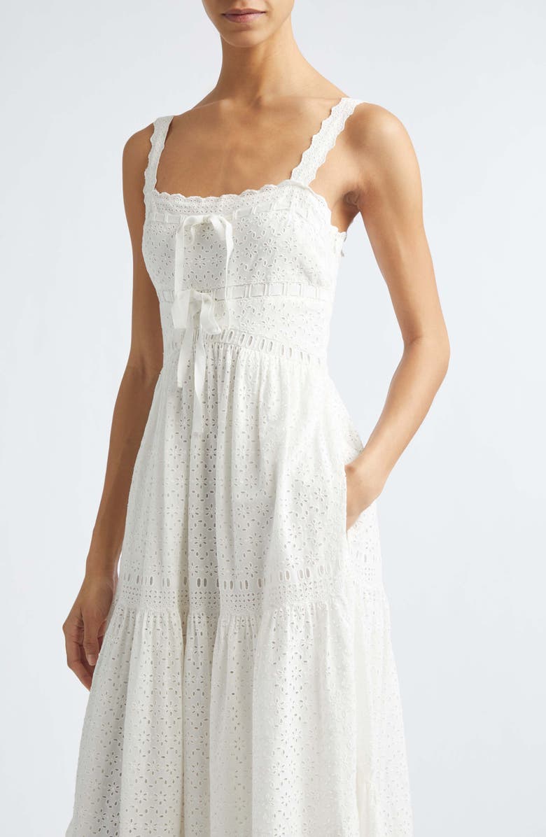 Ulla Johnson Constance Eyelet Sleeveless Cotton Maxi Dress, Alternate, color, Pristine
