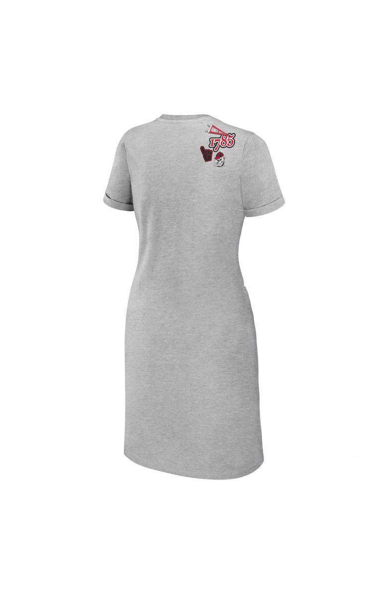 WEAR by Erin Andrews Women's WEAR by Erin Andrews Heather Gray Georgia Bulldogs Knotted T-Shirt Dress, Alternate, color, Heather Gray