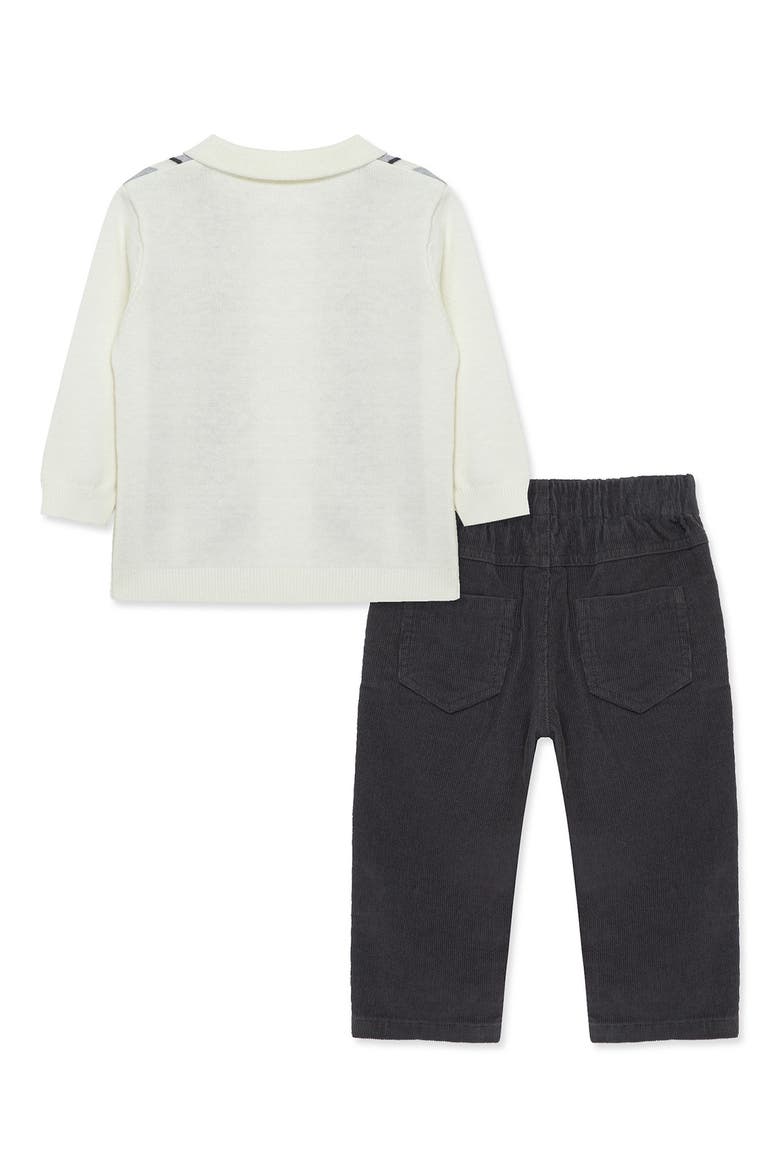 Stripe Cotton Half Zip Polo Sweater & Corduroy Pants Set, Alternate, color, GREY