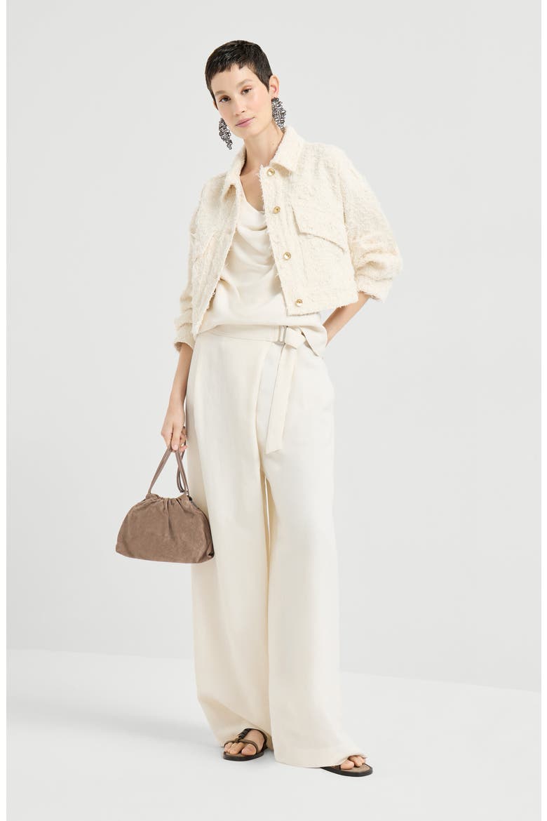 Fuzzy denim outerwear jacket, Alternate, color, Ivory