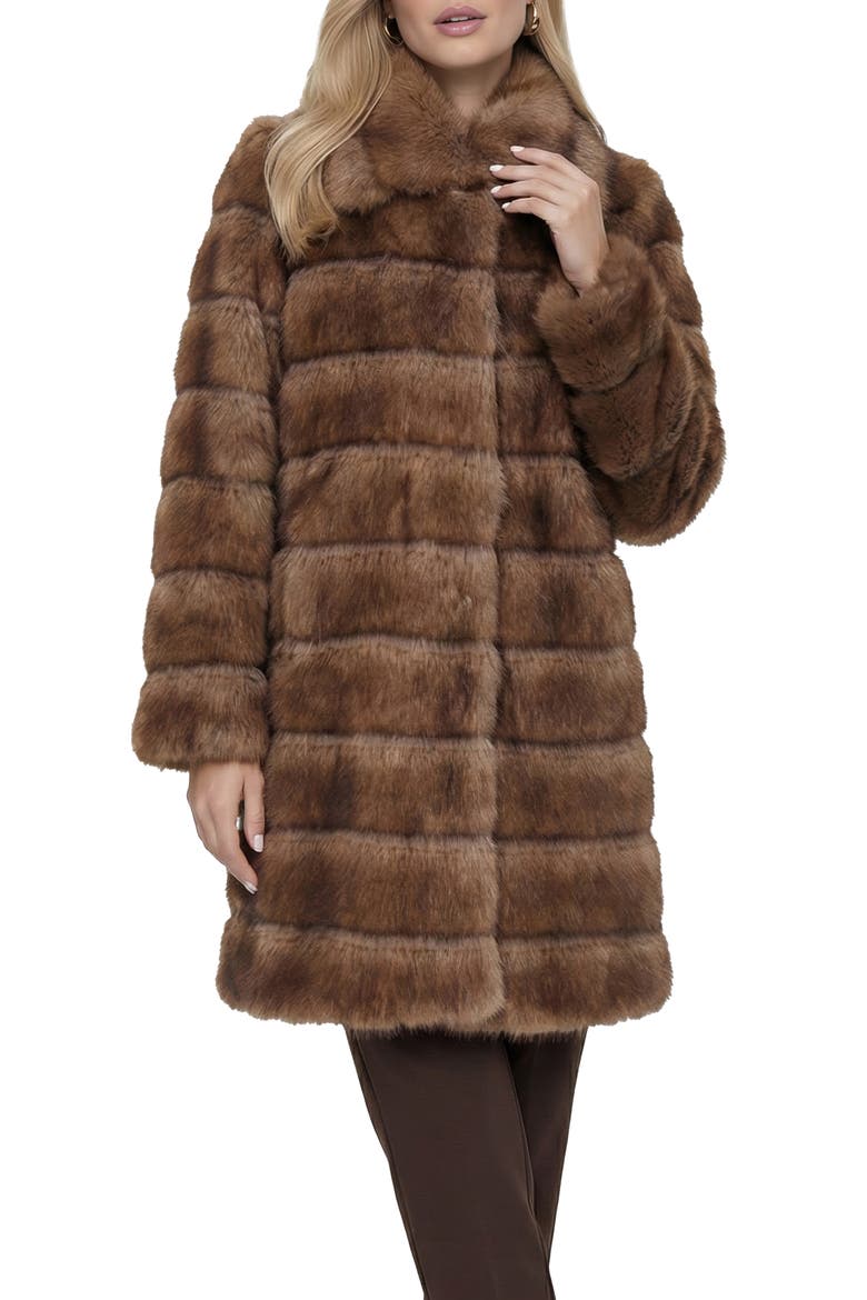 Fur-Free Sable (Faux Fur) Short Coat, Alternate, color, BROWN